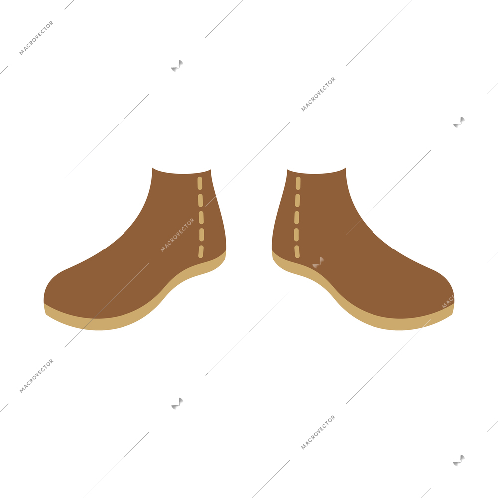 Pair of brown female boots flat icon isolated vector illustration