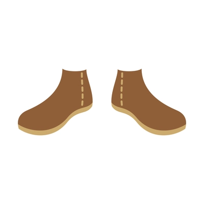 Pair of brown female boots flat icon isolated vector illustration