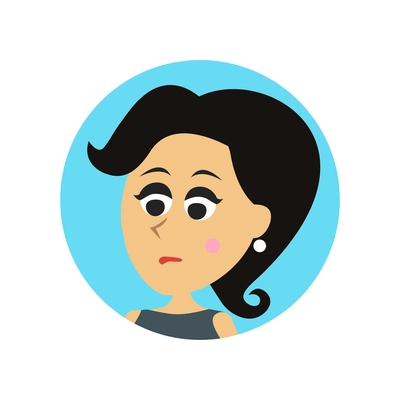 Businesswoman facial emotion flat icon with confused expression vector illustration