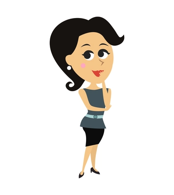 Businesswoman pose icon with flat character of pretty office girl vector illustration