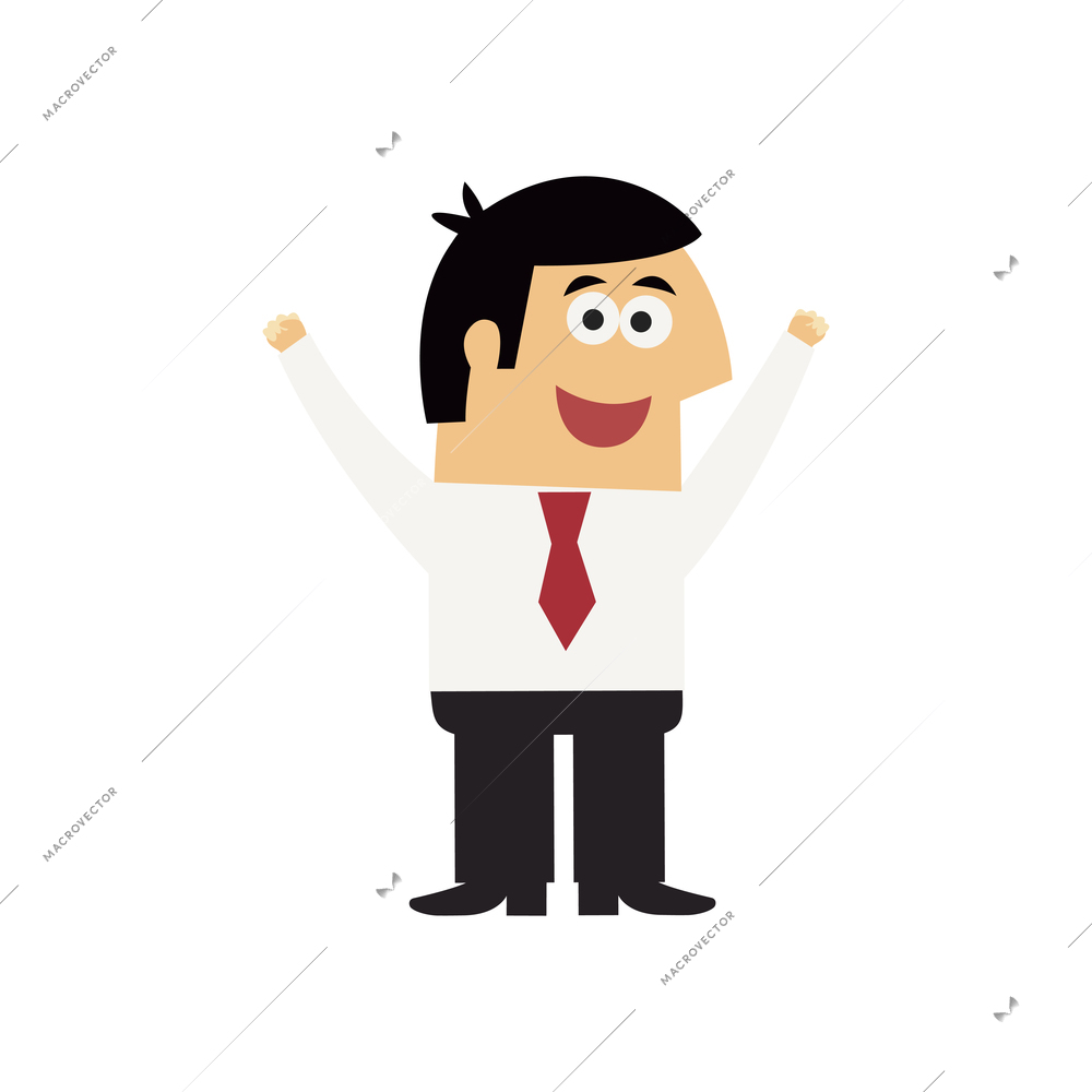 Office manager male character with happy facial expression flat vector illustration