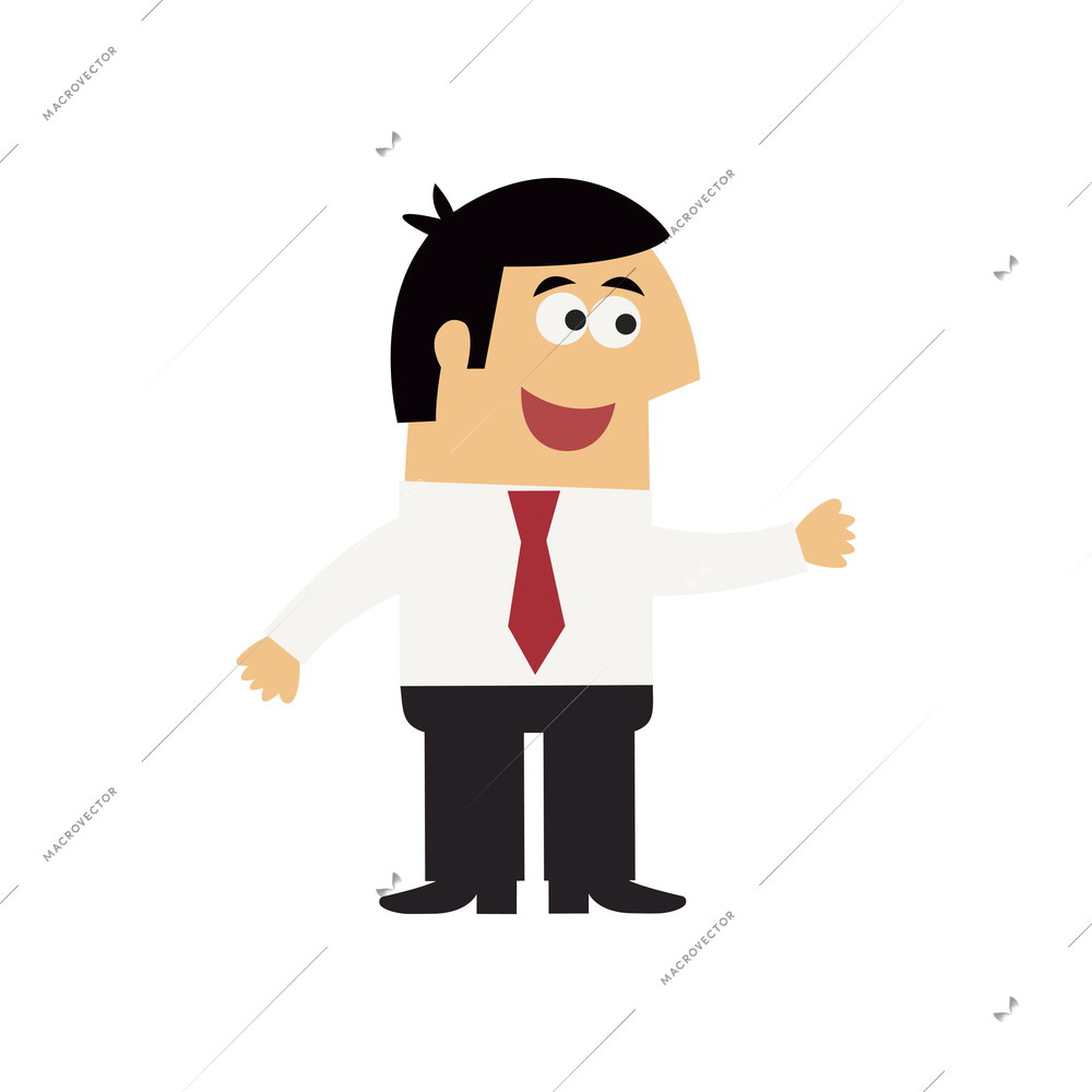 Flat happy office manager pose on white background vector illustration