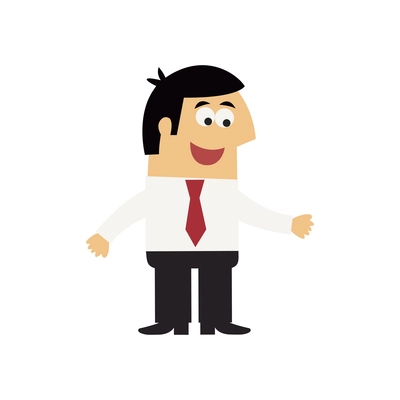 Happy manager in office wear pose on white background flat vector illustration