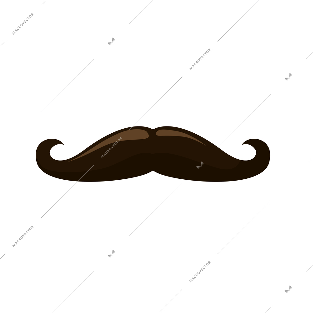 Flat icon with curly hipster moustache vector illustration