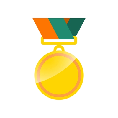 Golden medal flat badge icon on white background vector illustration