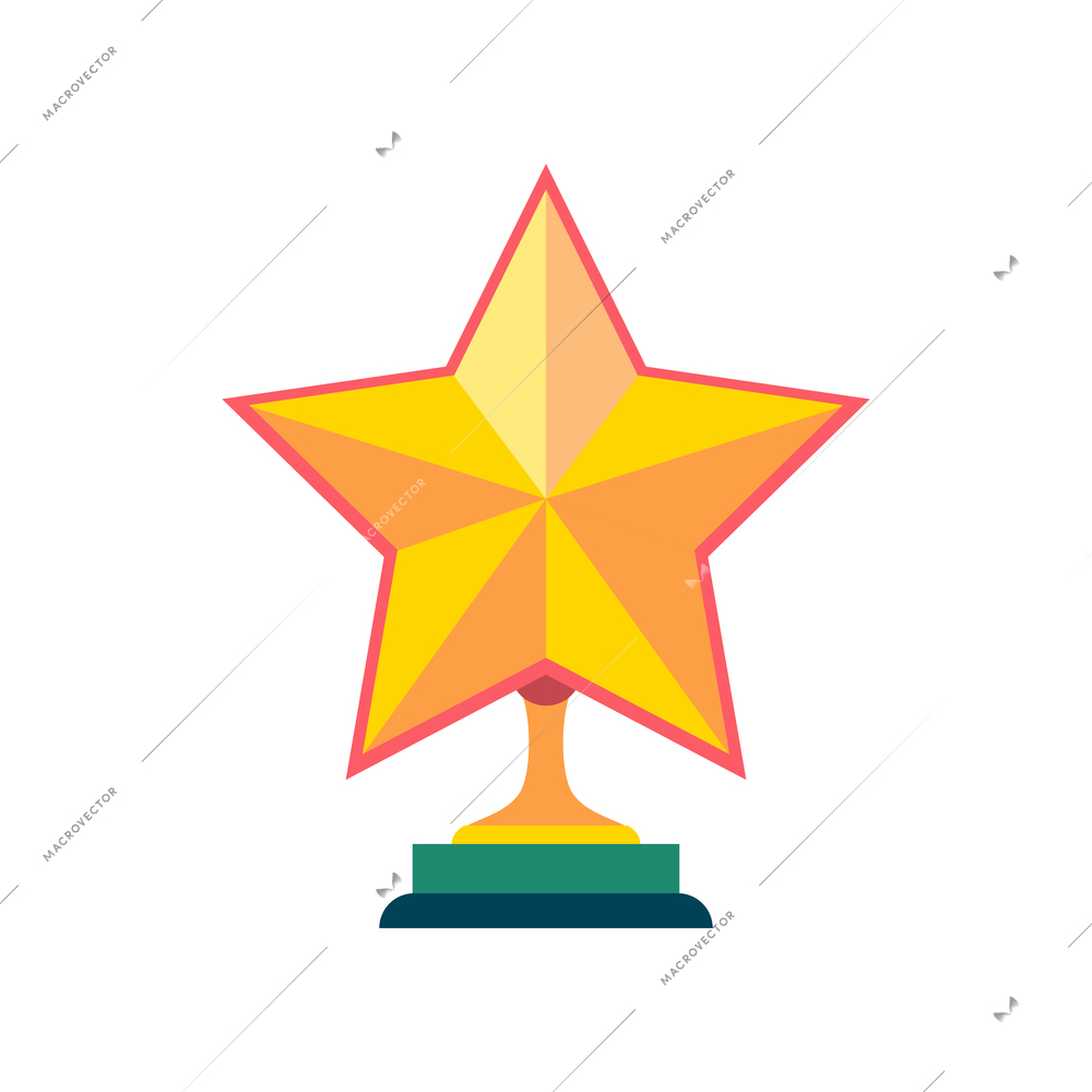Flat trophy with golden star vector illustration