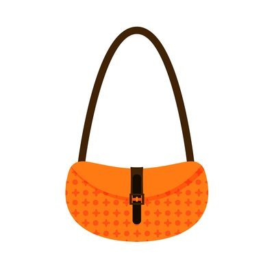 Elegant orange handbag flat icon on white background vector illustration