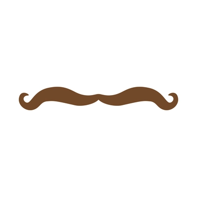 Brown curly moustache flat icon vector illustration