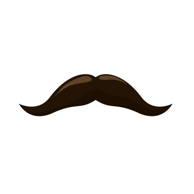 Retro straight dark moustache flat icon vector illustration