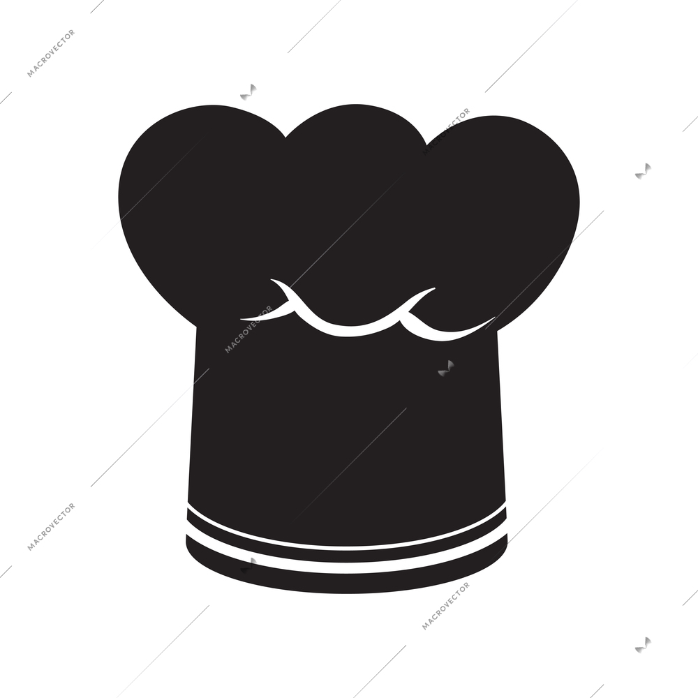 Black silhouette chef cap icon flat vector illustration