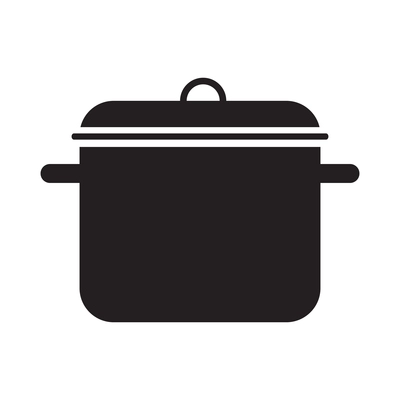 Black saucepan silhouette on white background flat vector illustration