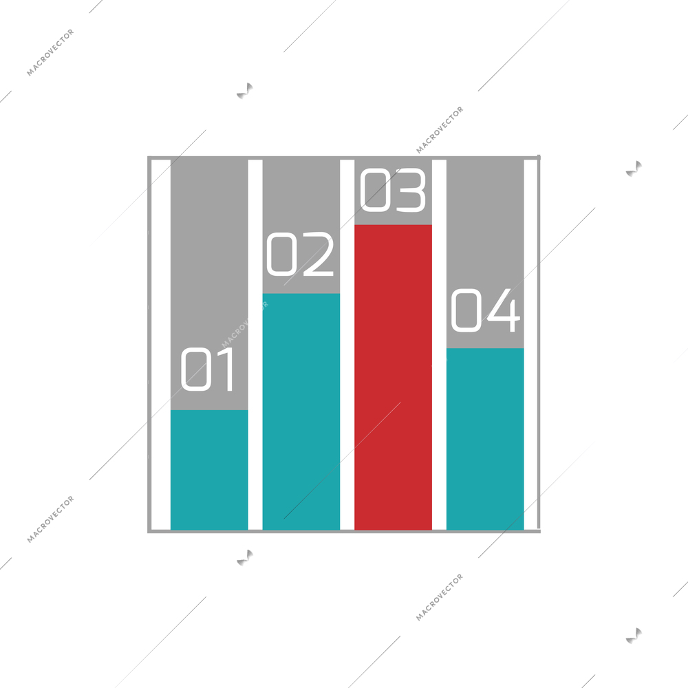 Flat business infographic element with colored bar chart vector illustration