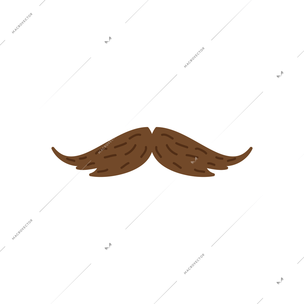 Hipster brown moustache on white background flat icon vector illustration