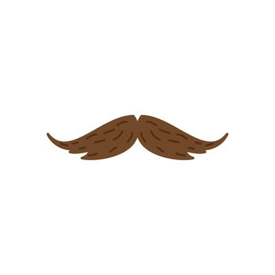 Hipster brown moustache on white background flat icon vector illustration