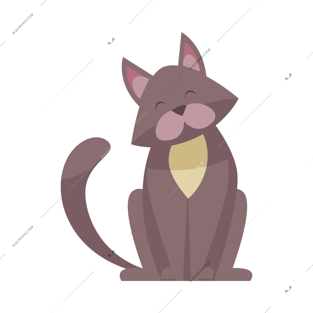 Grooming flat composition with isolated character of domestic pet vector illustration