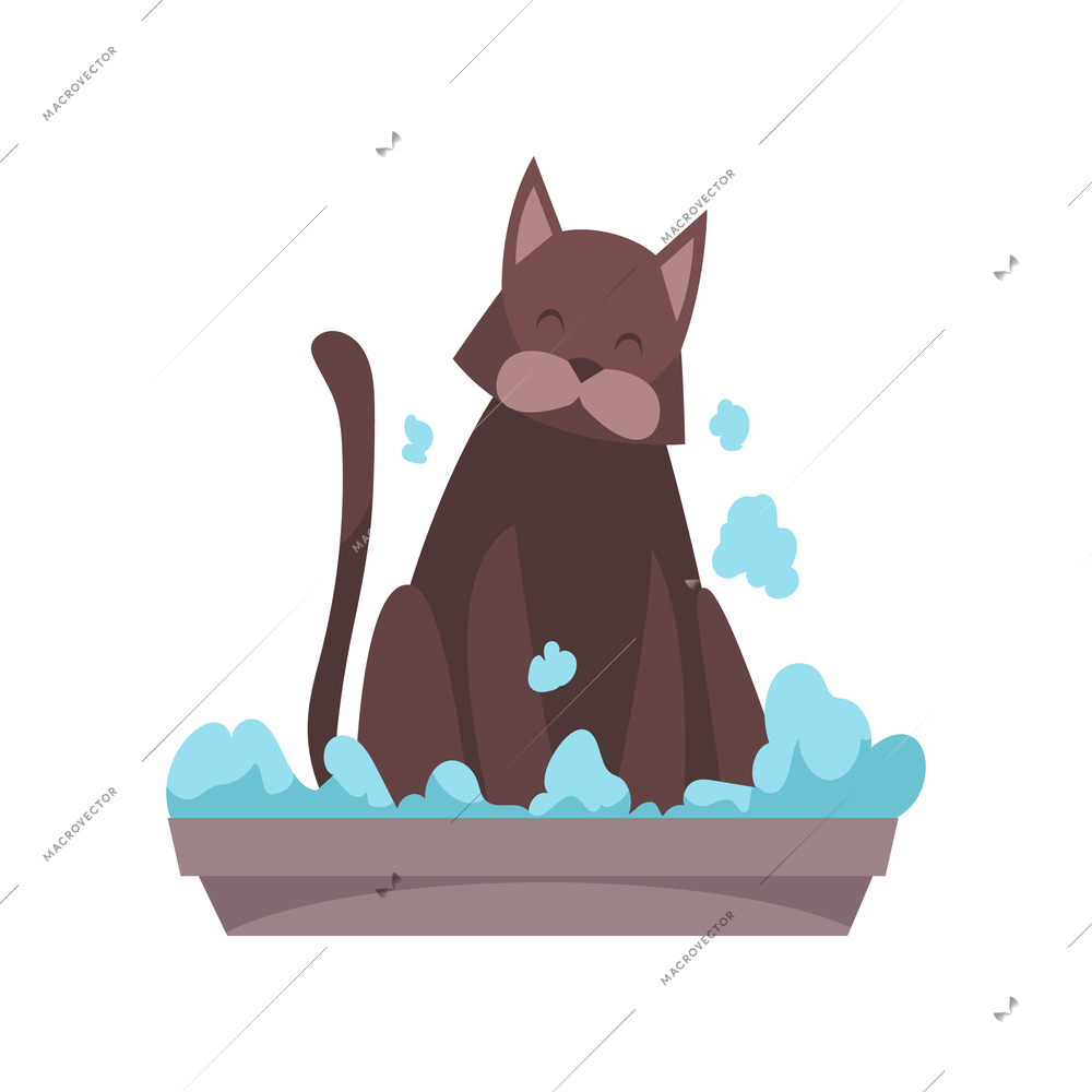 Grooming flat composition with isolated character of domestic pet vector illustration