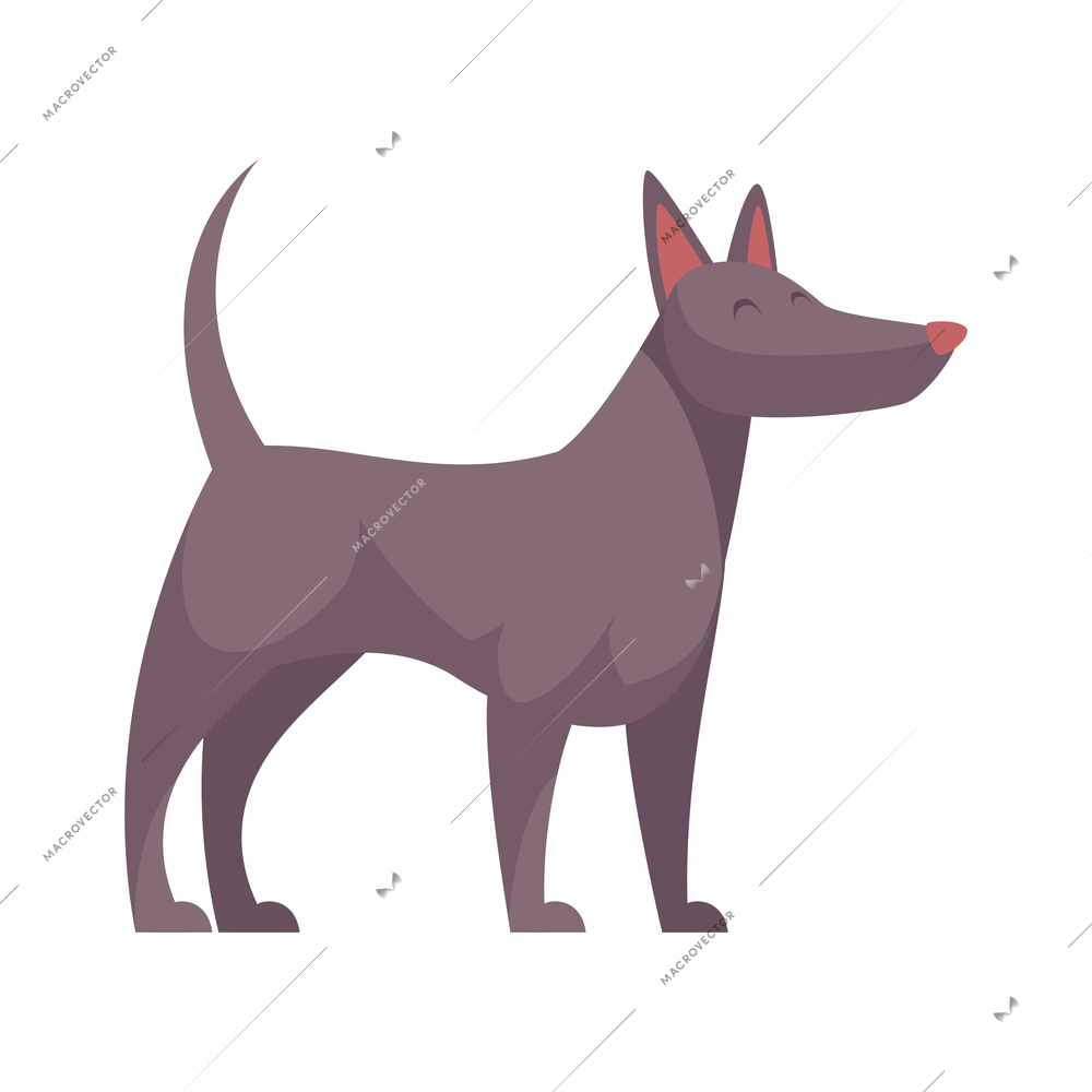 Grooming flat composition with isolated character of domestic pet vector illustration