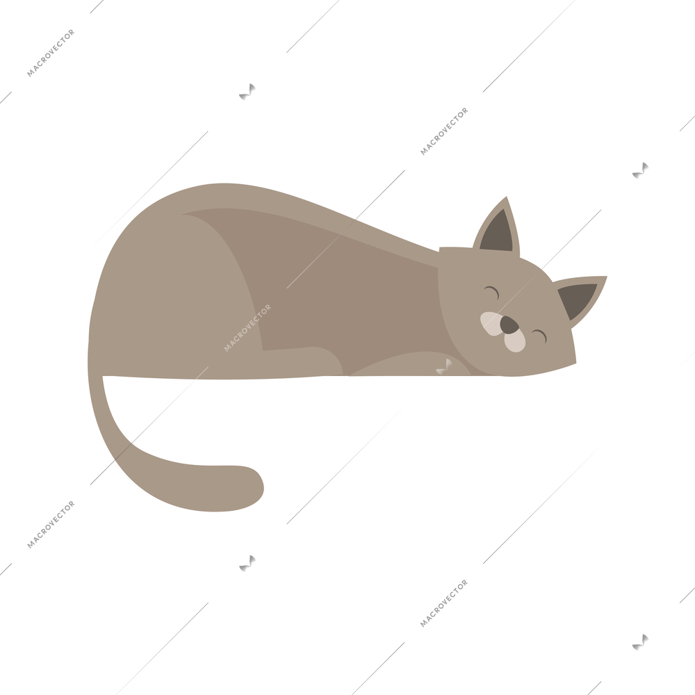 Grooming flat composition with isolated character of domestic pet vector illustration