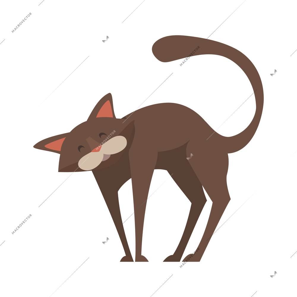 Grooming flat composition with isolated character of domestic pet vector illustration