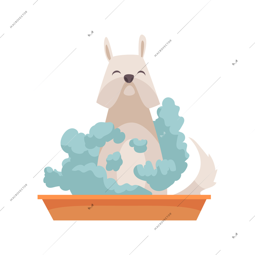 Grooming flat composition with isolated character of domestic pet vector illustration