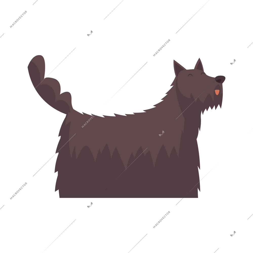 Grooming flat composition with isolated character of domestic pet vector illustration