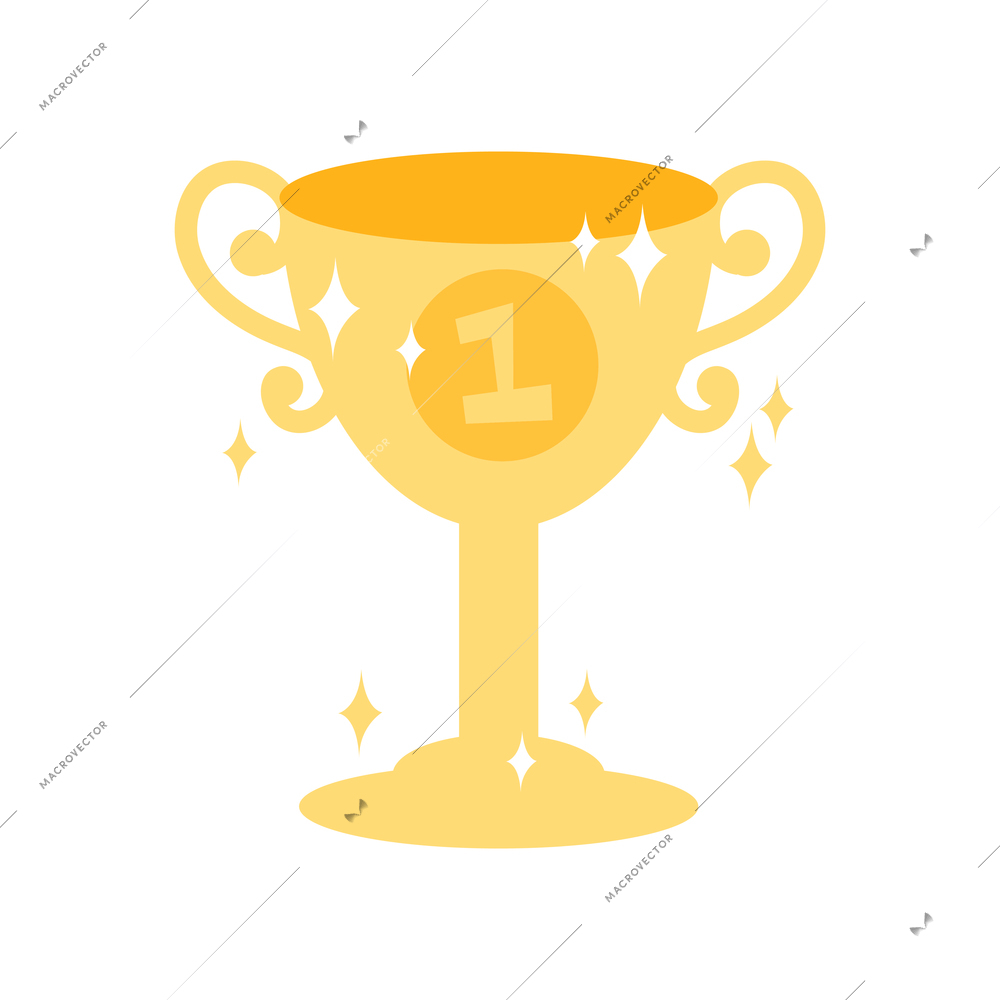 Dream flat composition with isolated image of shiny golden cup trophy for first place vector illustration