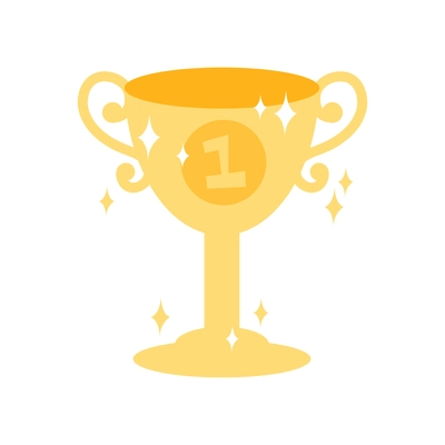 Dream flat composition with isolated image of shiny golden cup trophy for first place vector illustration