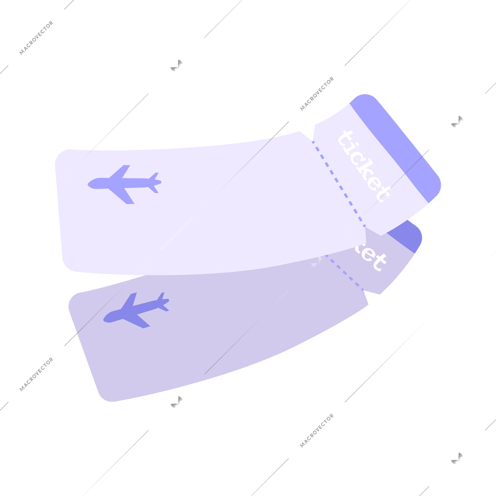 Dream flat composition with isolated images of flight tickets vector illustration