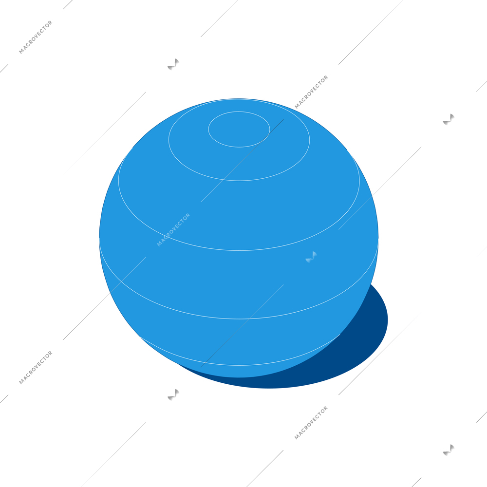 Home sport isometric composition with isolated image of rubber ball vector illustration