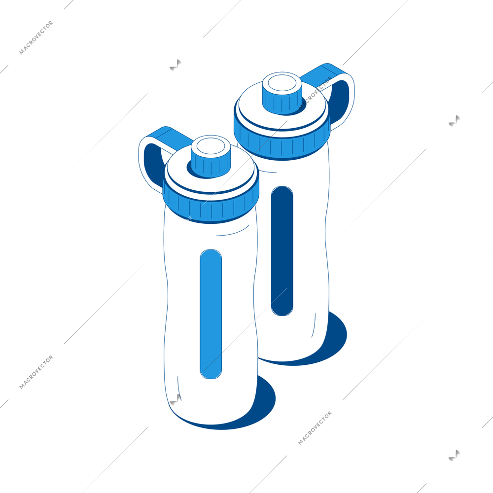 Home sport isometric composition with pair of reusable plastic bottles for water vector illustration