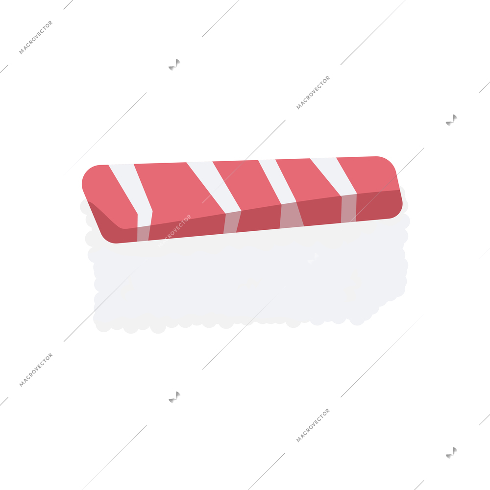 Sushi people composition with isolated image of single sushi on blank background vector illustration