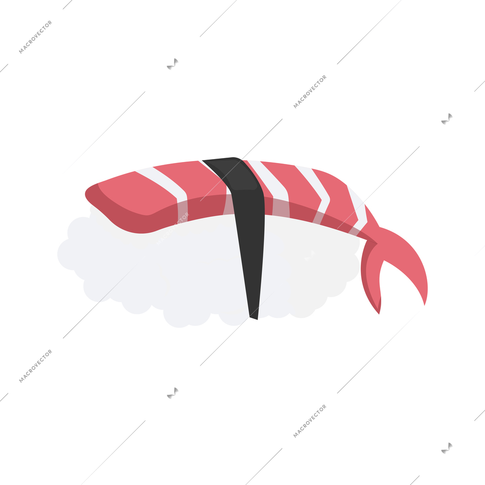 Sushi people composition with isolated image of single sushi on blank background vector illustration