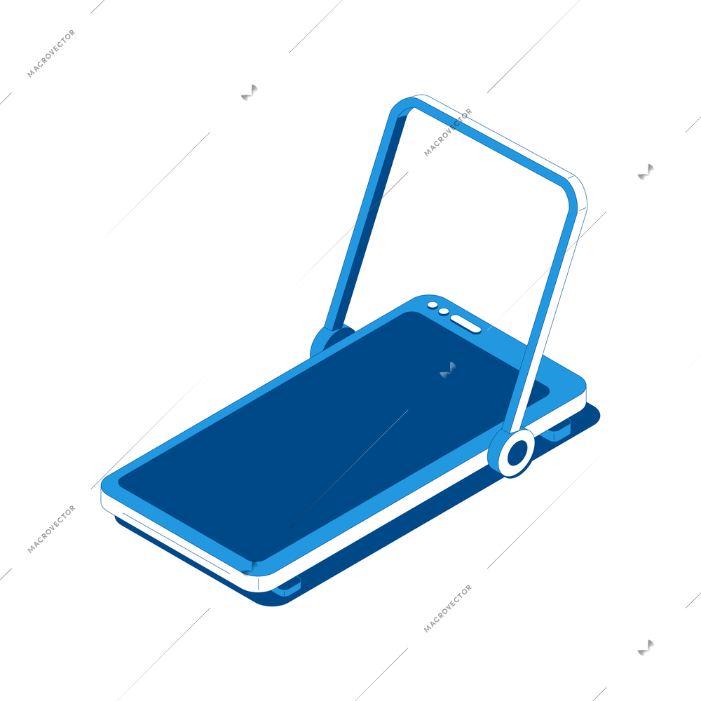 Home sport isometric composition with isolated image of running track machine vector illustration