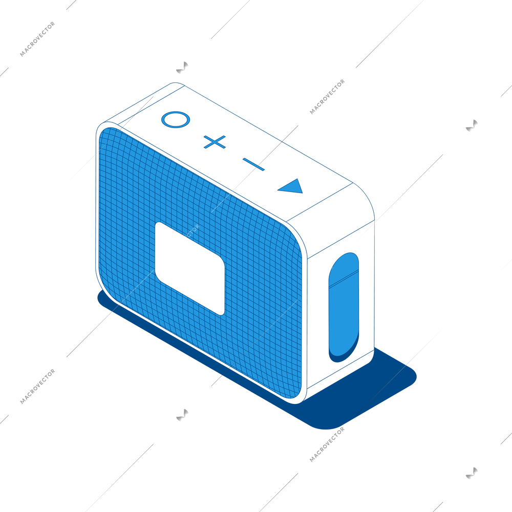 Home sport isometric composition with isolated image of portable speaker gadget vector illustration