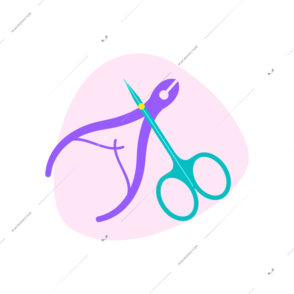 Manicure flat composition with images of scissors of various shape for different use vector illustration