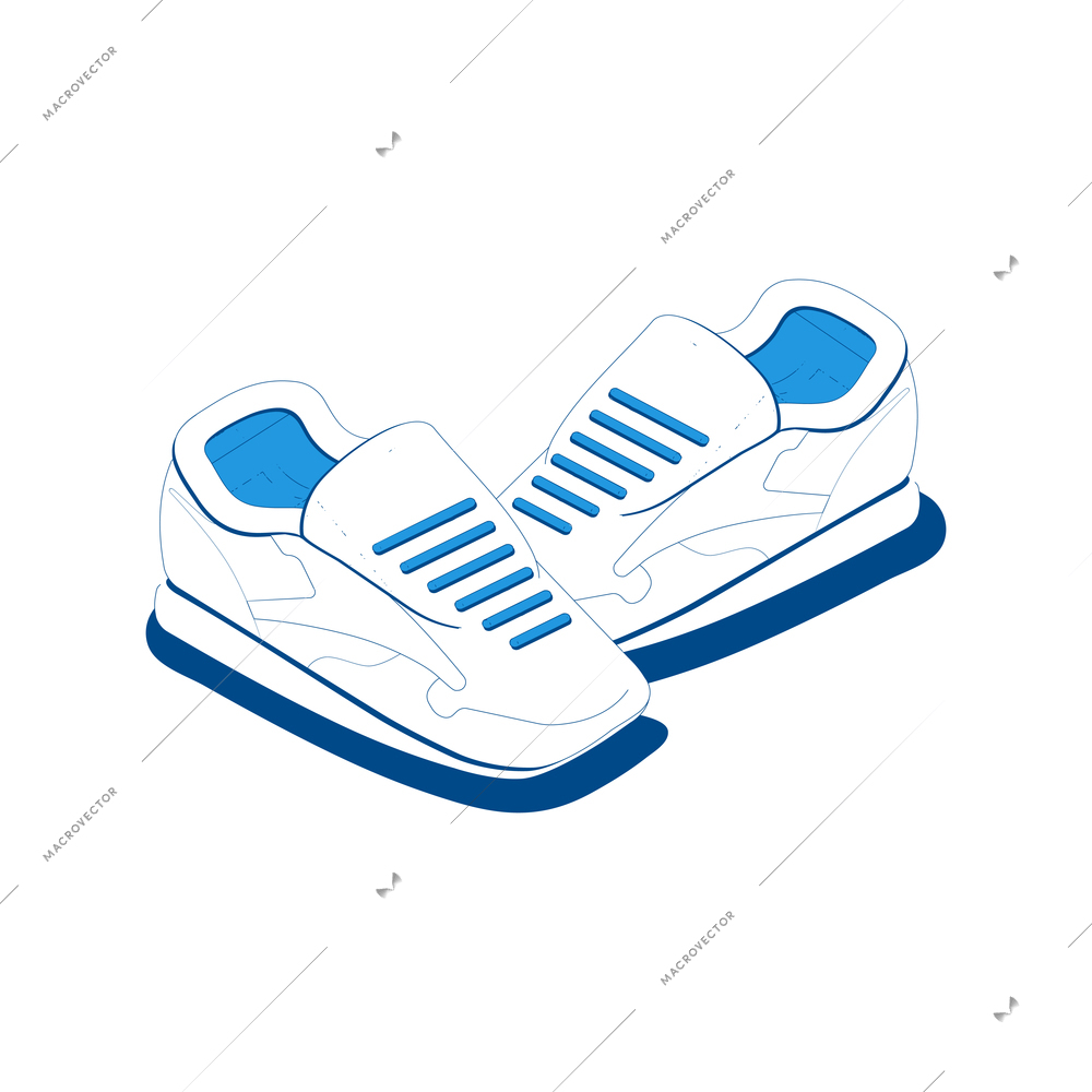 Home sport isometric composition with isolated image of sneakers vector illustration