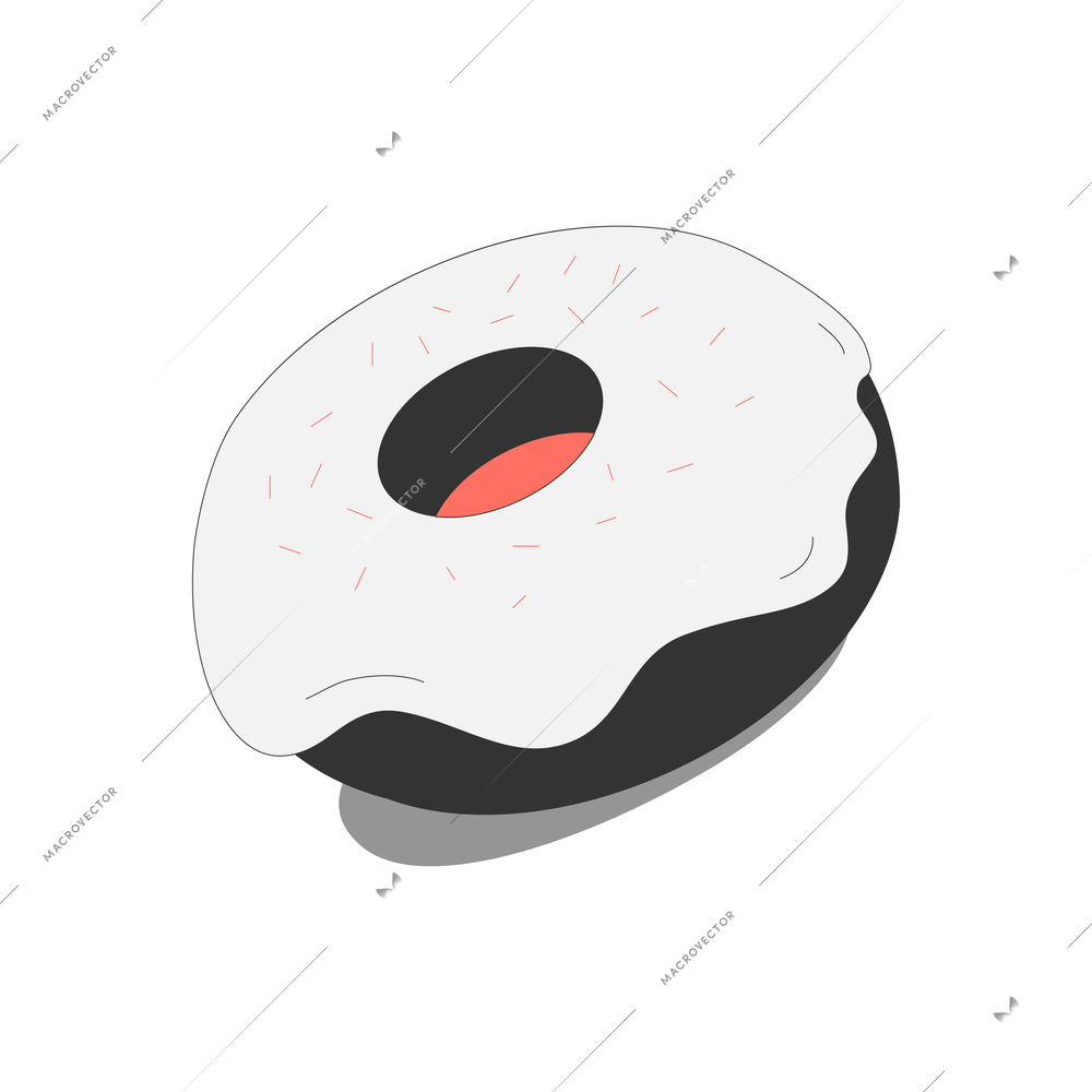 Fast food isometric composition with isolated image of circle donut on blank background vector illustration