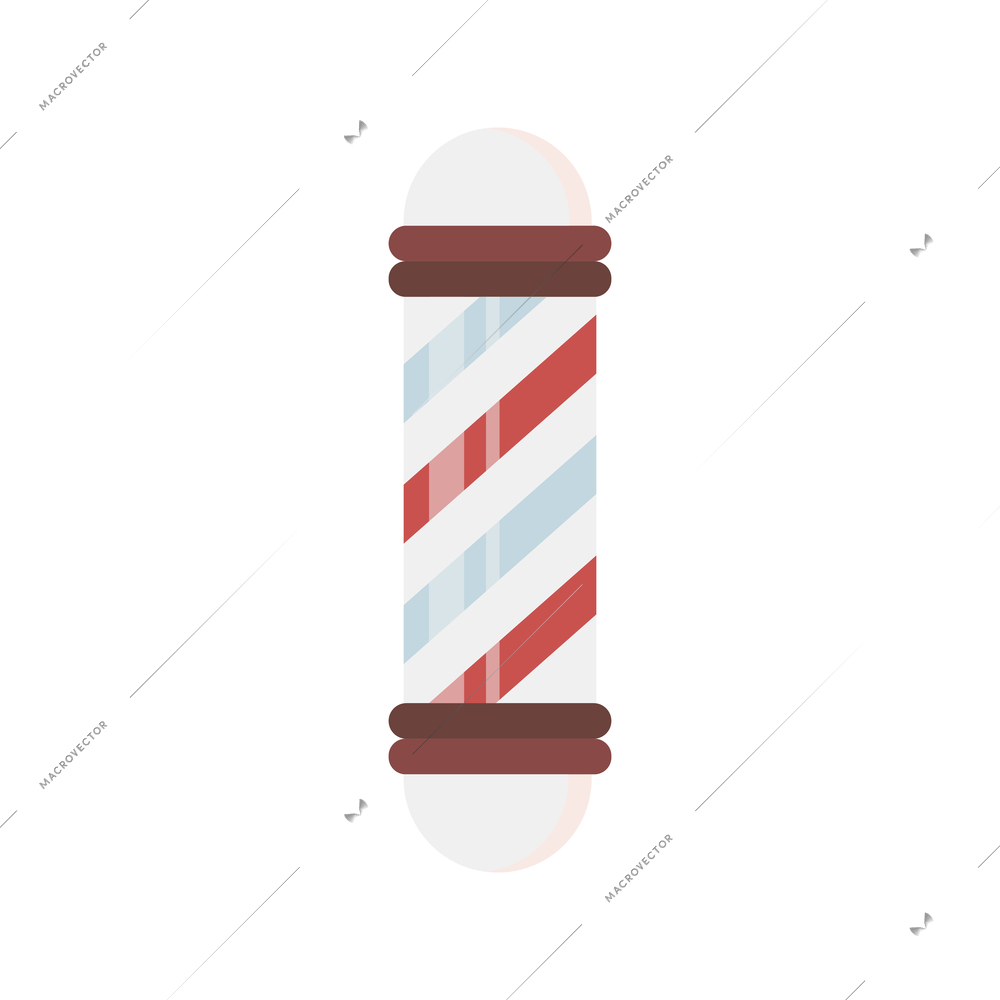 Barbershop flat composition with isolated image of barbers pole on blank background vector illustration