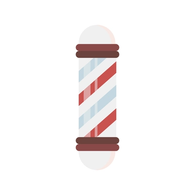 Barbershop flat composition with isolated image of barbers pole on blank background vector illustration