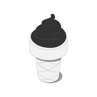 Fast food isometric composition with isolated image of ice cream in wafer bucket vector illustration