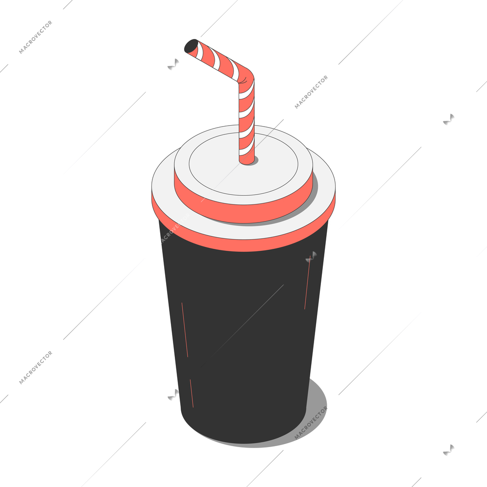 Fast food isometric composition with isolated image of takeaway cup for cola vector illustration