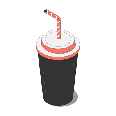Fast food isometric composition with isolated image of takeaway cup for cola vector illustration