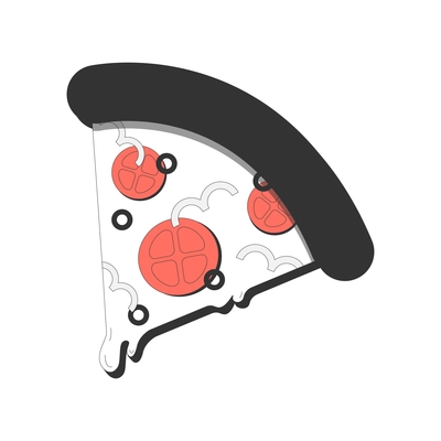 Fast food isometric composition with isolated image of pepperoni pizza slice vector illustration