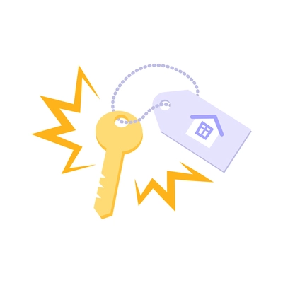 Dream flat composition with isolated image of shiny keys with key fob and house sign vector illustration