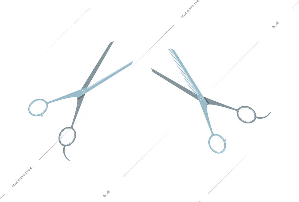 Barbershop flat composition with isolated images of two scissors on blank background vector illustration