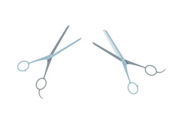 Barbershop flat composition with isolated images of two scissors on blank background vector illustration