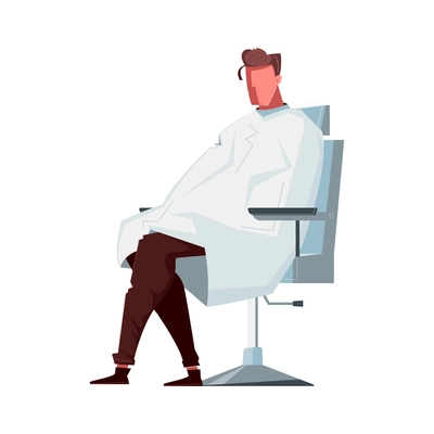 Barbershop flat composition with faceless character of sitting client covered with white fabric vector illustration