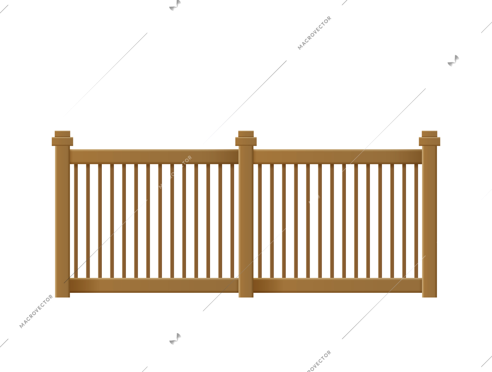 Balcony fence railing composition with realistic front view image of decorative forged style fence isolated vector illustration