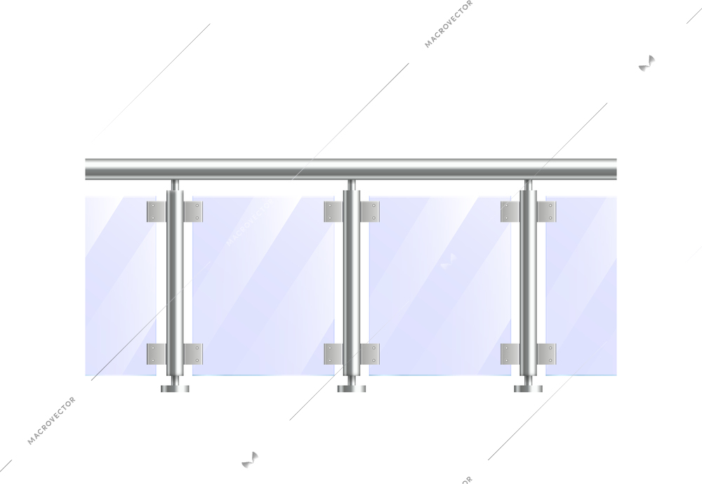 Balcony fence railing composition with realistic front view image of decorative forged style fence isolated vector illustration