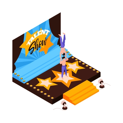 Isometric talent show tv program composition with view of stage with dance performers vector illustration